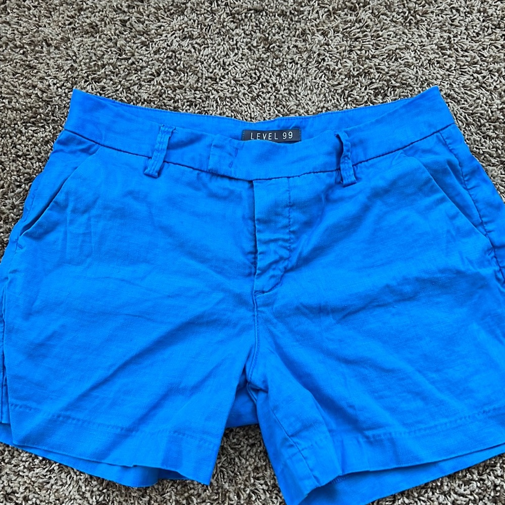 LEVEL 99 BLUE LINEN SHORTS